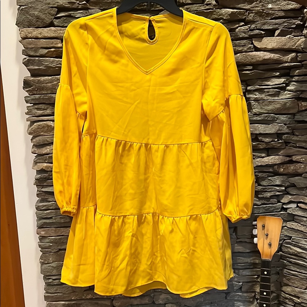 Vibrant Yellow Two Tiered Dress